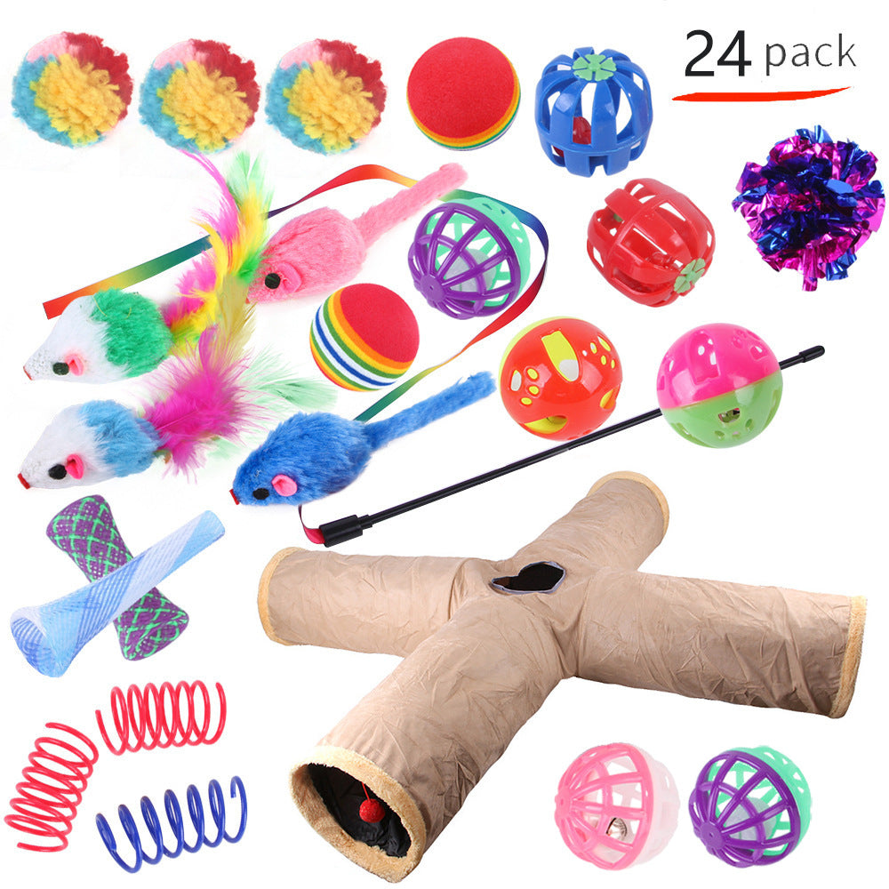 KFX-9038525 Interactive Cat Toy Set with Colorful Channels and Random Accessories