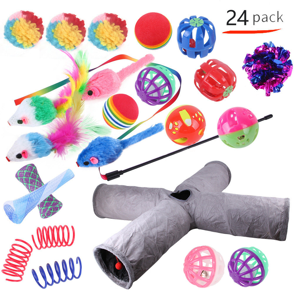 KFX-9038525 Interactive Cat Toy Set with Colorful Channels and Random Accessories