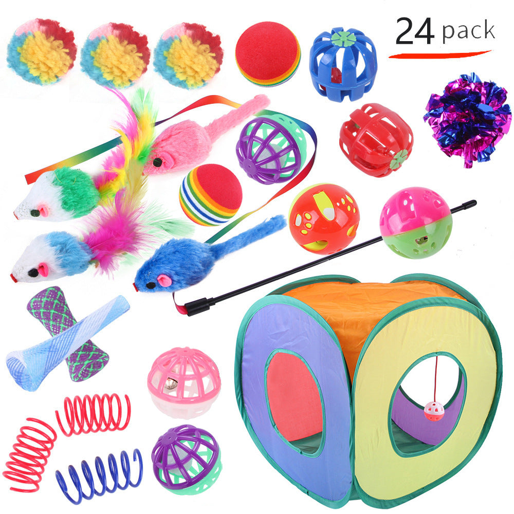 KFX-9038525 Interactive Cat Toy Set with Colorful Channels and Random Accessories