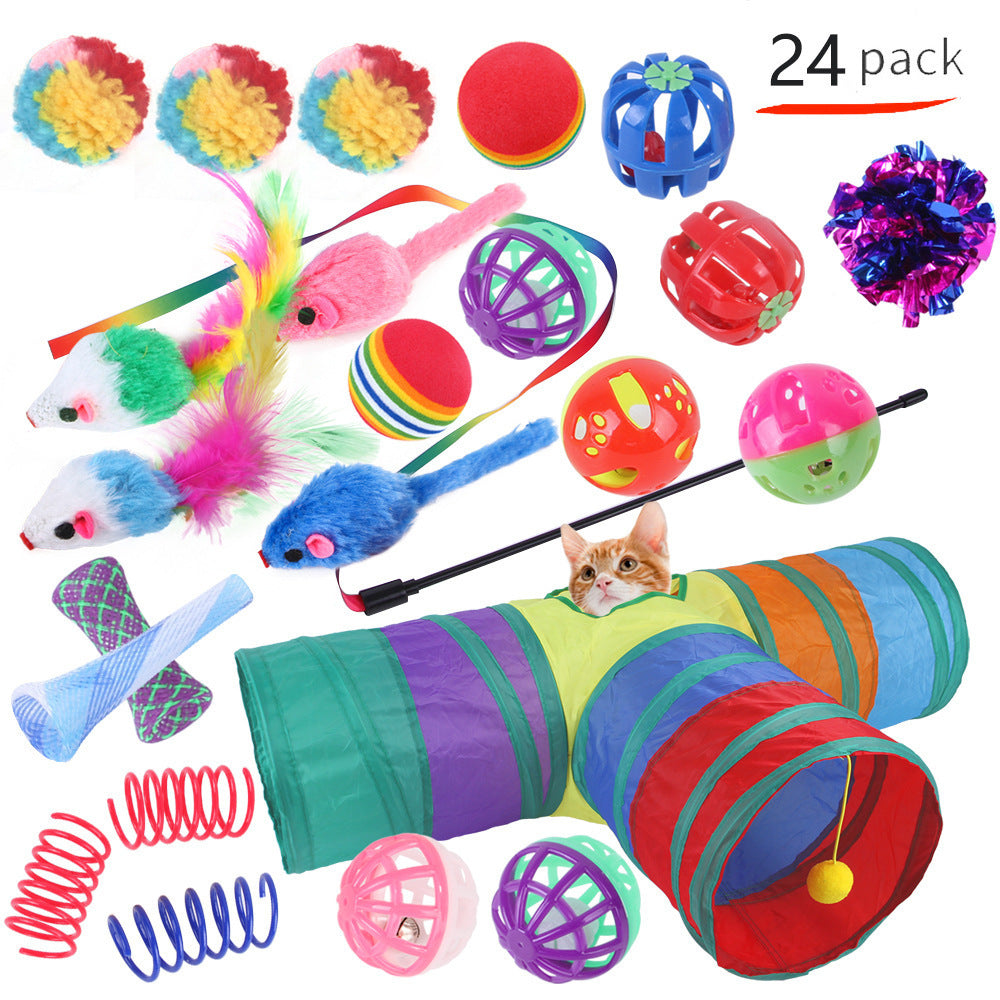 KFX-9038525 Interactive Cat Toy Set with Colorful Channels and Random Accessories