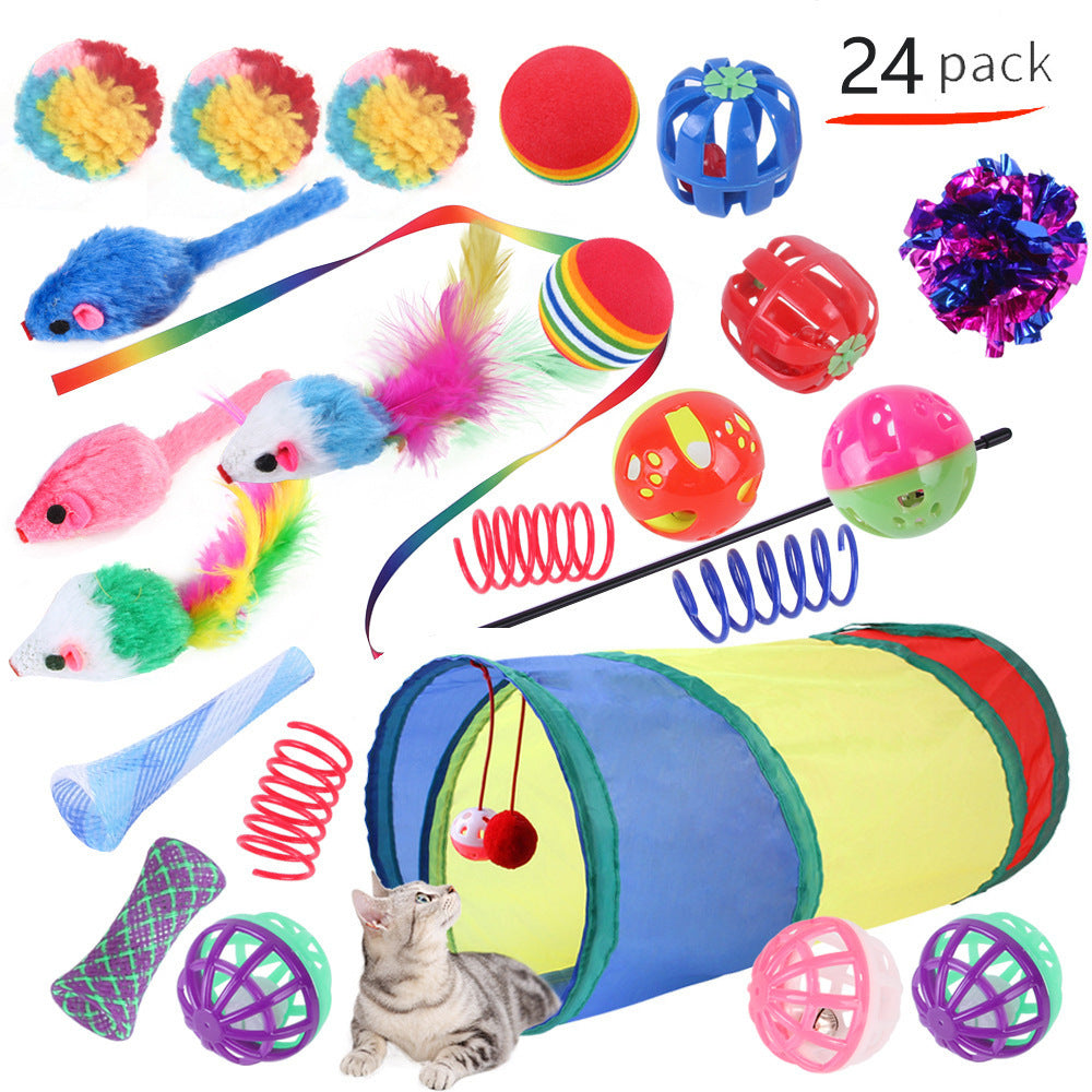 KFX-9038525 Interactive Cat Toy Set with Colorful Channels and Random Accessories