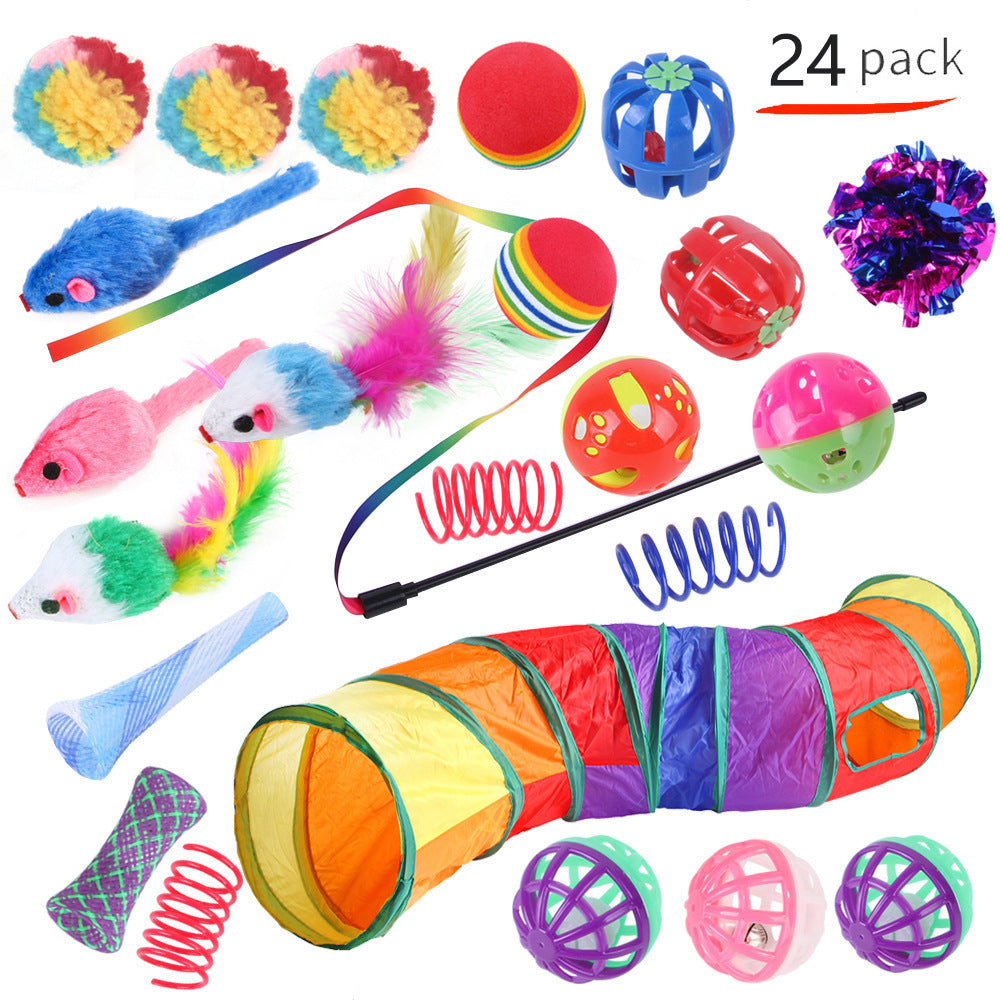 KFX-9038525 Interactive Cat Toy Set with Colorful Channels and Random Accessories