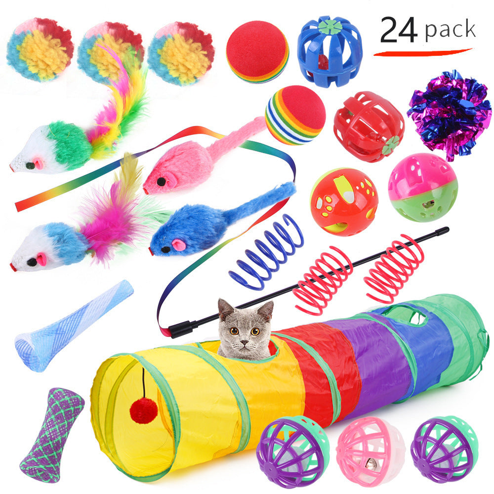 KFX-9038525 Interactive Cat Toy Set with Colorful Channels and Random Accessories