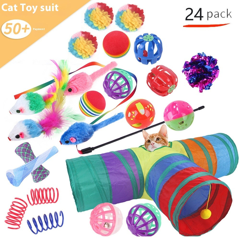 KFX-9038525 Interactive Cat Toy Set with Colorful Channels and Random Accessories