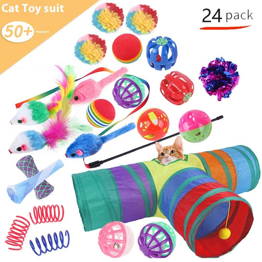 KFX-9038525 Interactive Cat Toy Set with Colorful Channels and Random Accessories