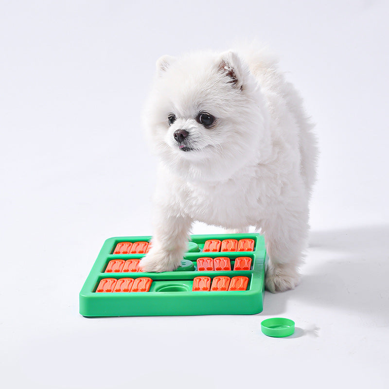 KFX-9040061 Interactive Dog Toy for Boredom Relief - Square Leaky Food Dispensing Design, Green/Blue, 23*24*2.8CM