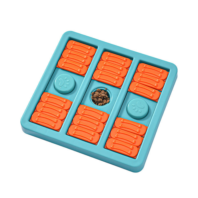 KFX-9040061 Interactive Dog Toy for Boredom Relief - Square Leaky Food Dispensing Design, Green/Blue, 23*24*2.8CM