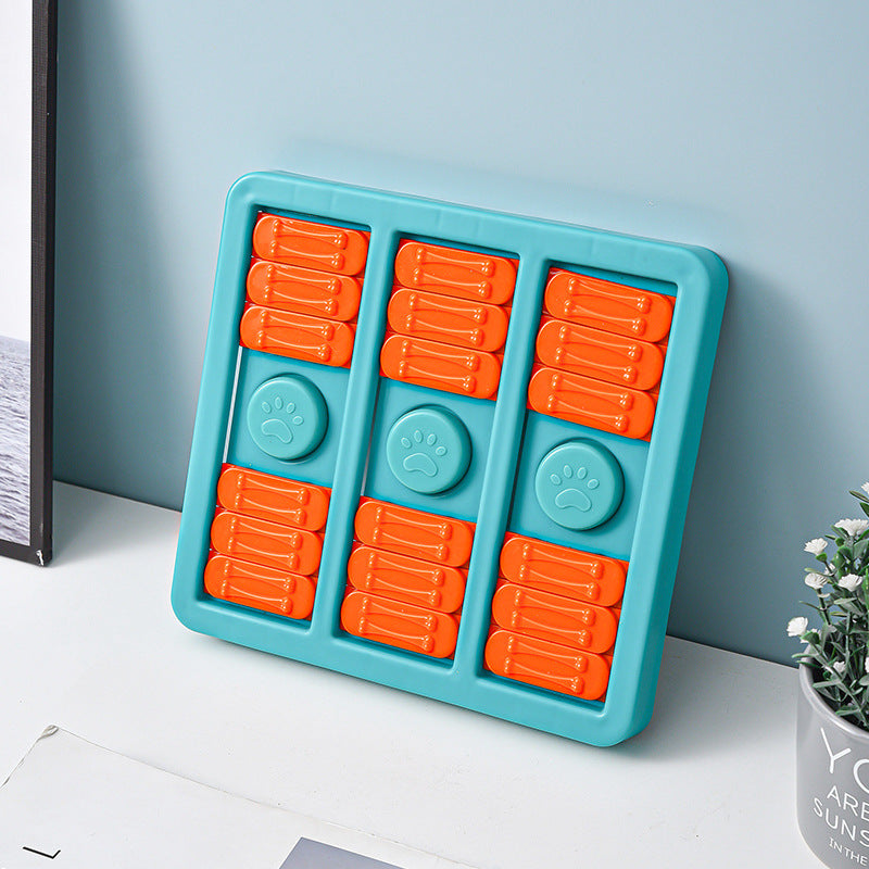 KFX-9040061 Interactive Dog Toy for Boredom Relief - Square Leaky Food Dispensing Design, Green/Blue, 23*24*2.8CM