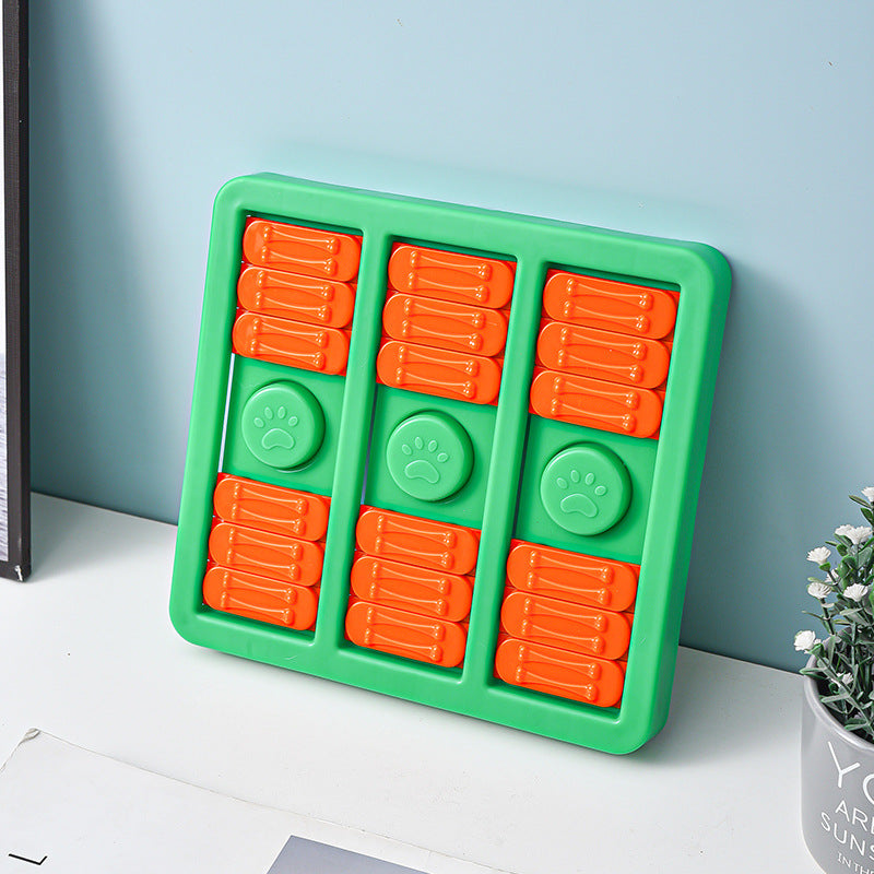 KFX-9040061 Interactive Dog Toy for Boredom Relief - Square Leaky Food Dispensing Design, Green/Blue, 23*24*2.8CM
