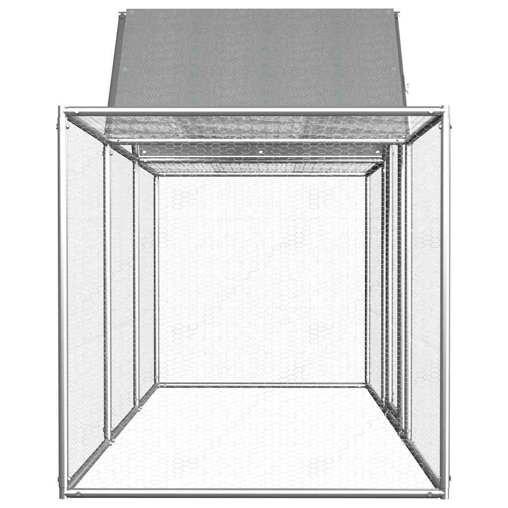 KFX-9040829 Spacious Silver Galvanized Steel Chicken Coop - 3x1x1.5 m with Lockable Door and Mesh Design