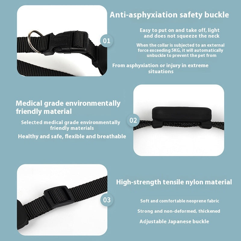 KFX-9041213 Pet Positioning Collar with Anti-Lost Tracker for Cats and Puppies - Bluetooth 5.2, Sound Alert up to 90 dB, Adjustable Size 28-39 cm, Available in Black, Blue, and Pink