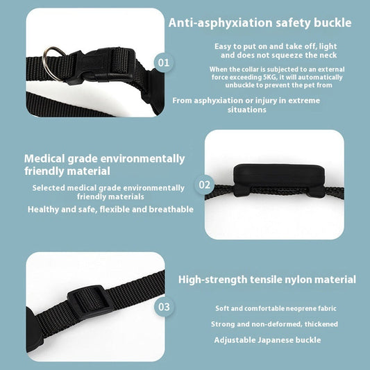 KFX-9041213 Pet Positioning Collar with Anti-Lost Tracker for Cats and Puppies - Bluetooth 5.2, Sound Alert up to 90 dB, Adjustable Size 28-39 cm, Available in Black, Blue, and Pink