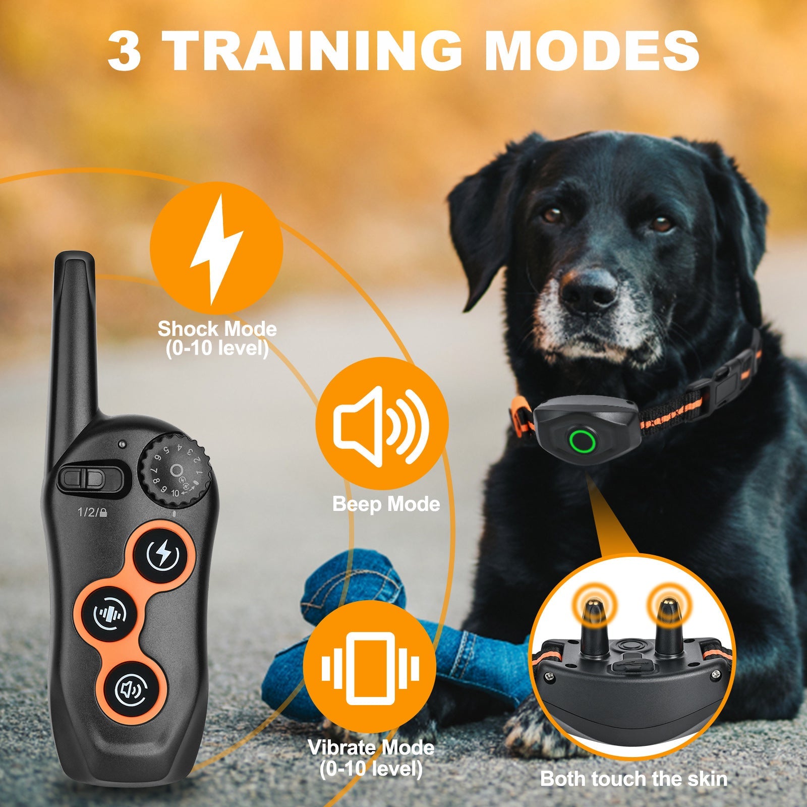 KFX-9042493 Remote Dog Training Collar with 600m Range, Adjustable Vibration and Shock, Waterproof Receiver