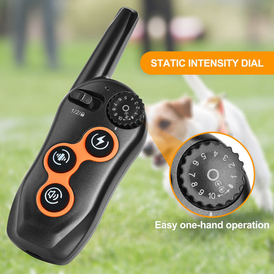 KFX-9042493 Remote Dog Training Collar with 600m Range, Adjustable Vibration and Shock, Waterproof Receiver
