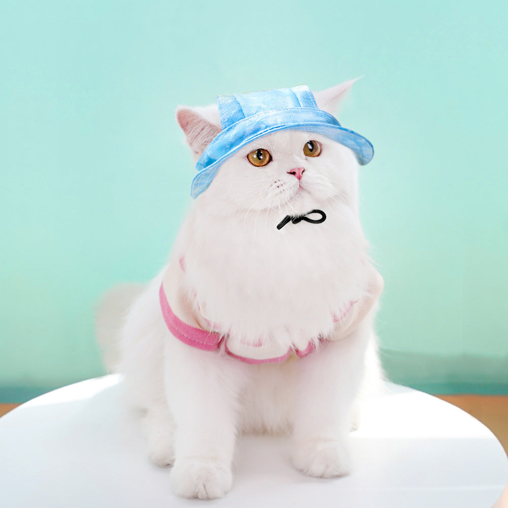 KFX-9044029 Adjustable Bucket Hat for Dogs and Cats - Sun Protection in Tie-Dye Colors