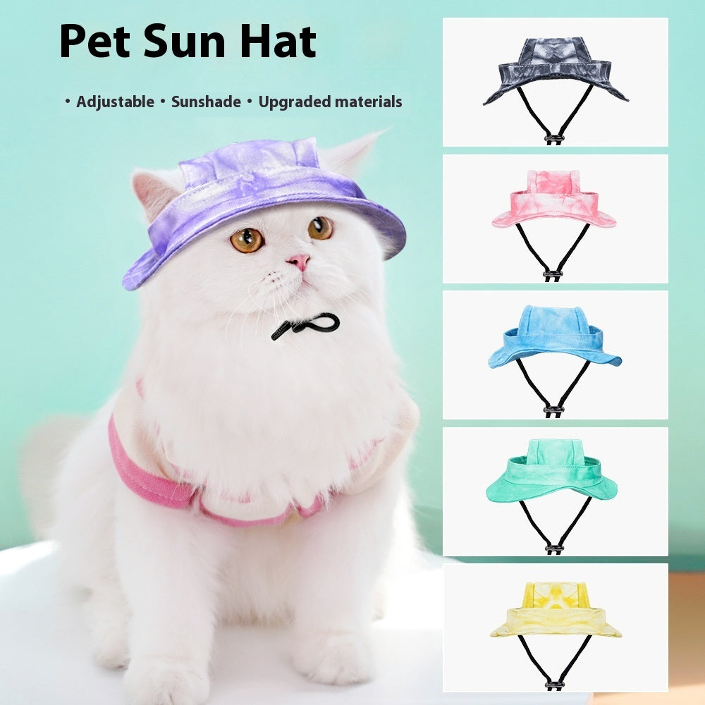 KFX-9044029 Adjustable Bucket Hat for Dogs and Cats - Sun Protection in Tie-Dye Colors