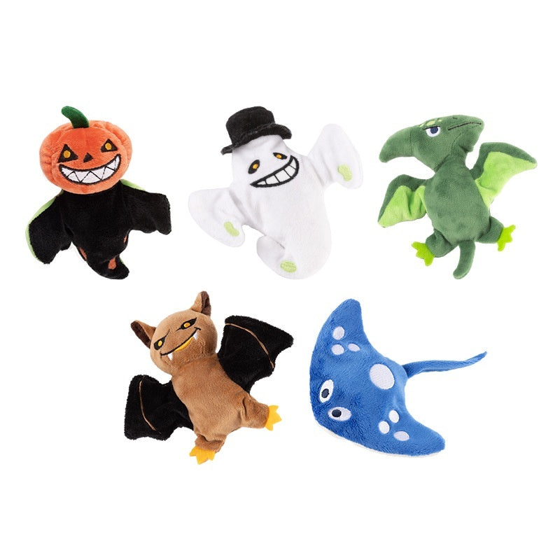 KFX-9046589 Rechargeable Plush Electric Cat Toy with Swinging Wings - Halloween Bat and Naughty Pumpkin Designs