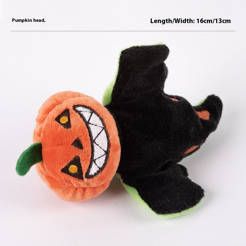 KFX-9046589 Rechargeable Plush Electric Cat Toy with Swinging Wings - Halloween Bat and Naughty Pumpkin Designs