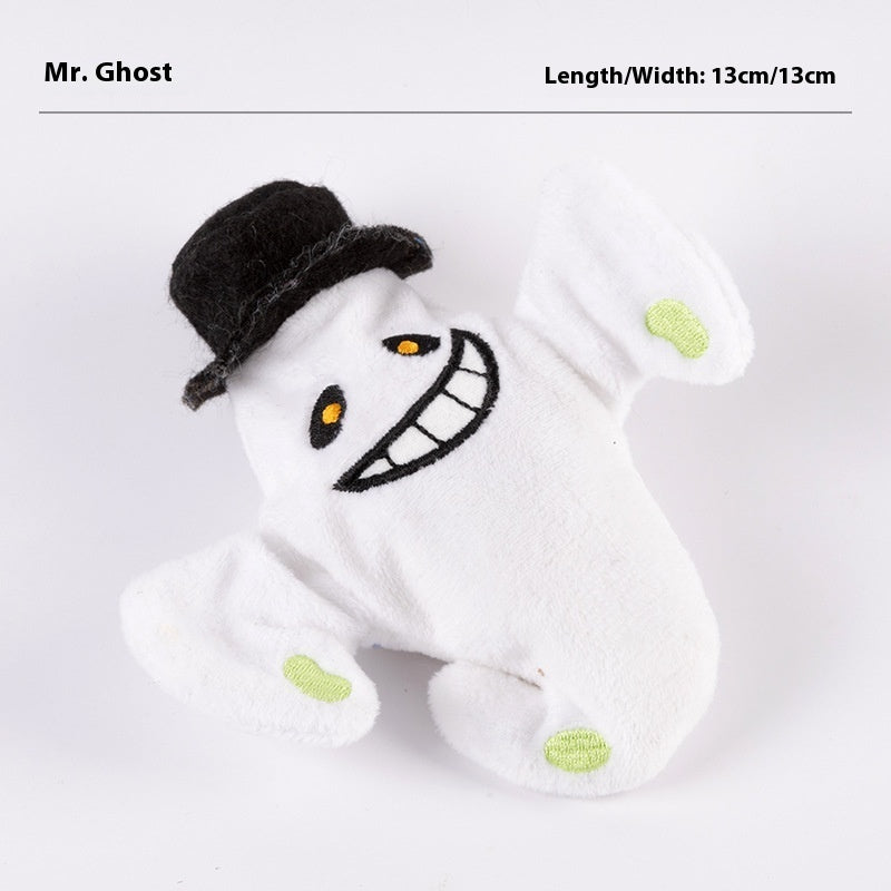 KFX-9046589 Rechargeable Plush Electric Cat Toy with Swinging Wings - Halloween Bat and Naughty Pumpkin Designs