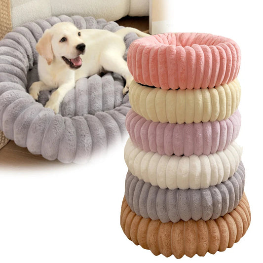 KFX-9049021 Long Plush Round Cat Nest & Dog Bed – Winter Warm Soft Pet Sleeping Mat in Various Sizes and Colors