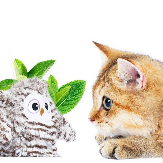KFX-9049789 Owl Cat Teaser Stick with Sea Mother Fur and Cat Mint for Interactive Play