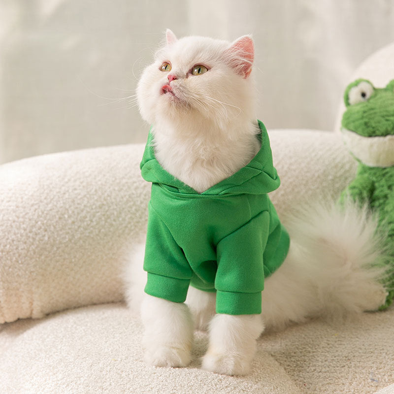 KFX-9050045 Cute Two-Legged Puppy Hoodie in Milk Silk – Dinosaur & Frog Designs – Sizes XS to XXL