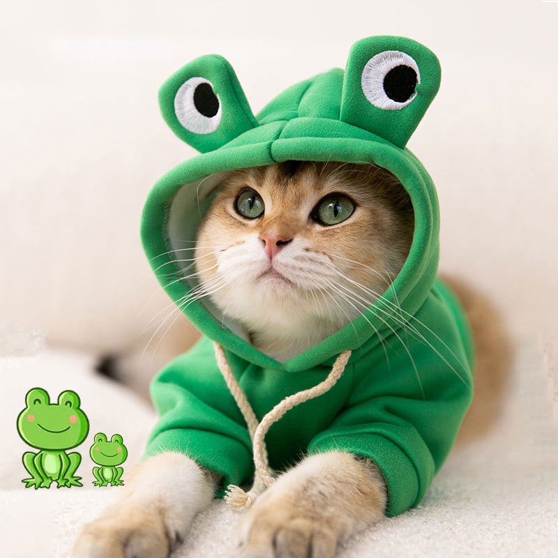 KFX-9050045 Cute Two-Legged Puppy Hoodie in Milk Silk – Dinosaur & Frog Designs – Sizes XS to XXL