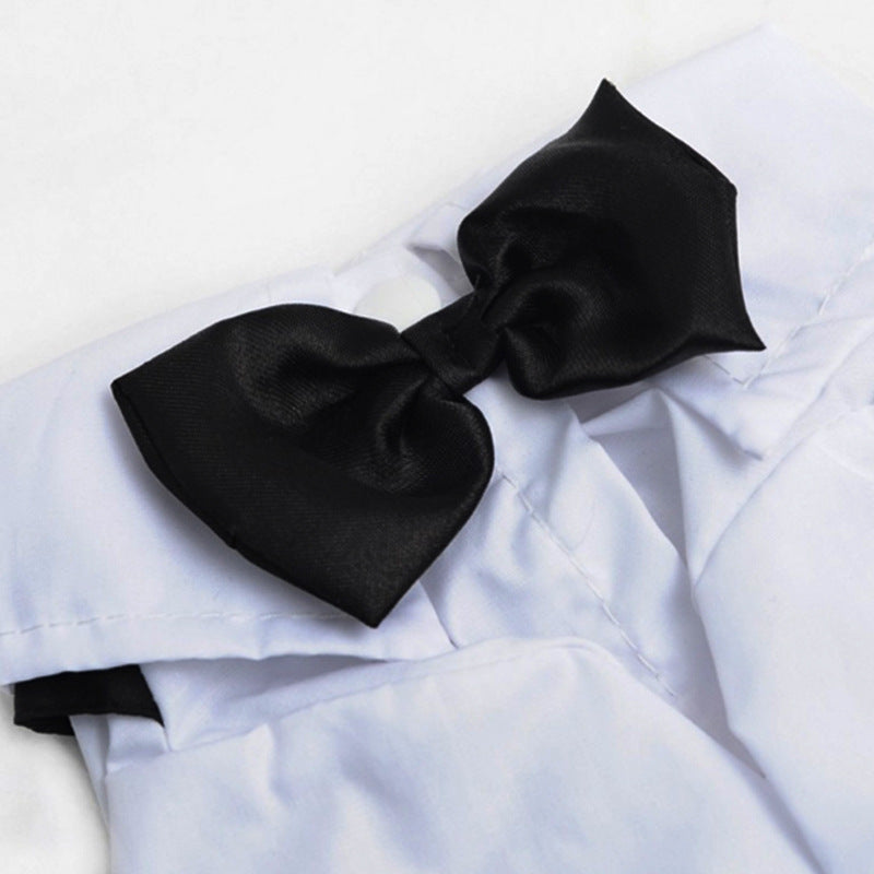 KFX-9051325 Stylish Black Bow Tie Suit Bib for Male Dogs - Sizes S to XXL