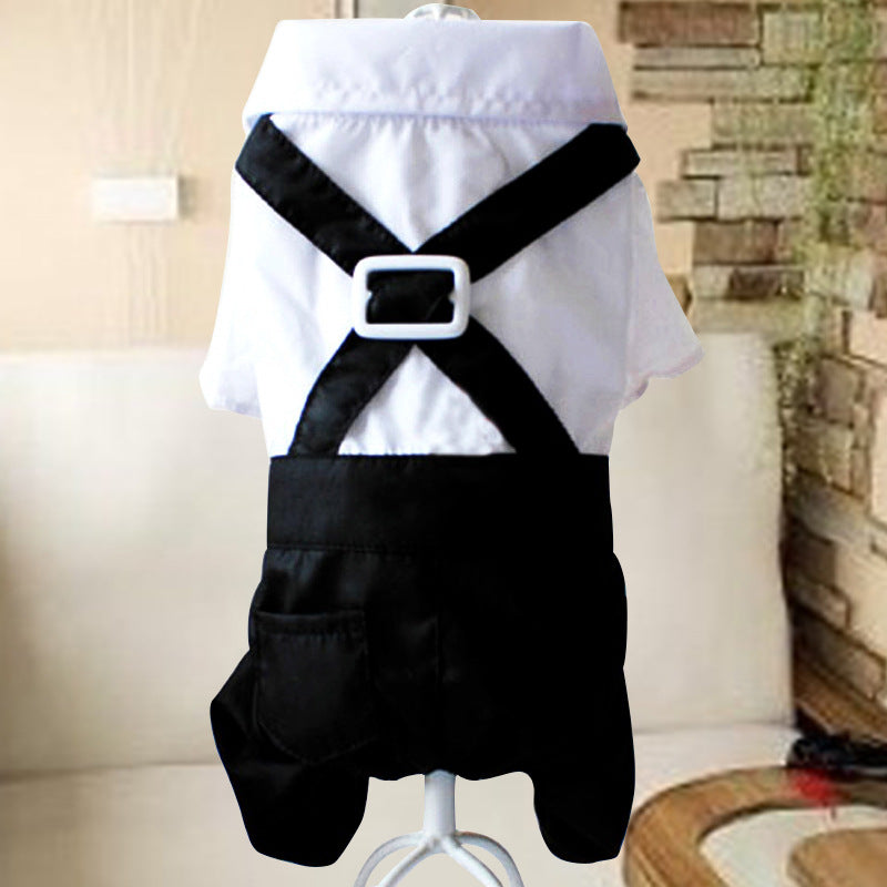 KFX-9051325 Stylish Black Bow Tie Suit Bib for Male Dogs - Sizes S to XXL