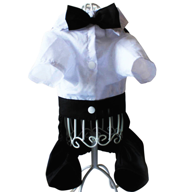KFX-9051325 Stylish Black Bow Tie Suit Bib for Male Dogs - Sizes S to XXL