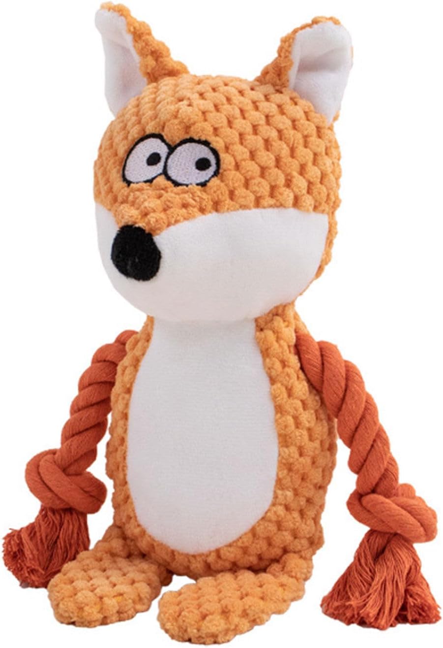 KFX-9052221 Interactive Plush Dog Squeaker Toy with Crinkle Paper and Cotton Rope for Small to Medium Dogs
