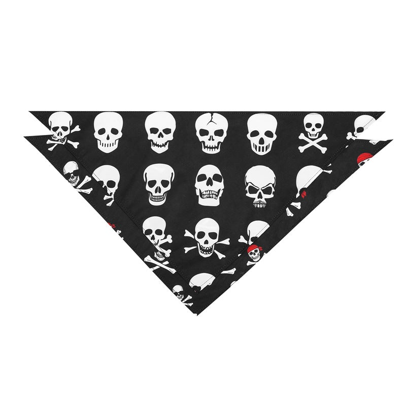 KFX-9052349 Halloween Skull Dog Slobber Towel - Polyester Triangle Scarf for Dogs