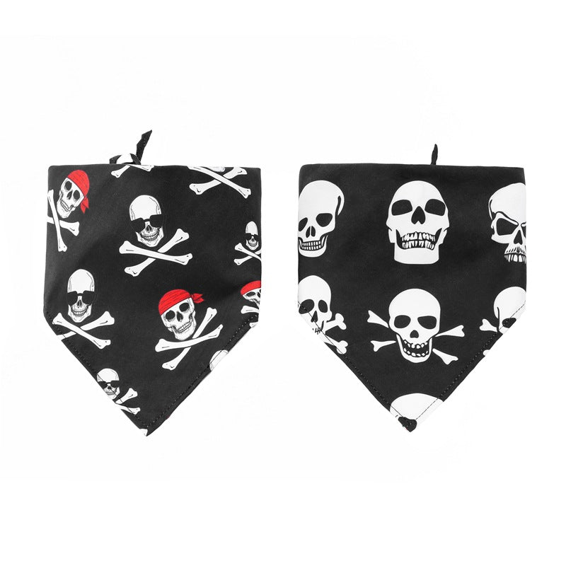 KFX-9052349 Halloween Skull Dog Slobber Towel - Polyester Triangle Scarf for Dogs