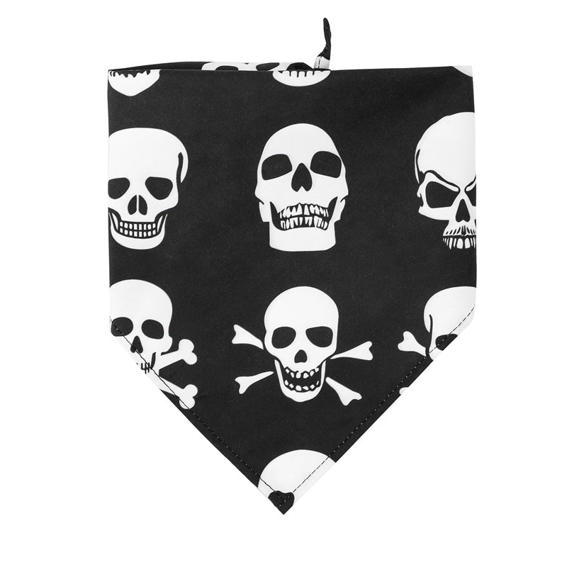 KFX-9052349 Halloween Skull Dog Slobber Towel - Polyester Triangle Scarf for Dogs