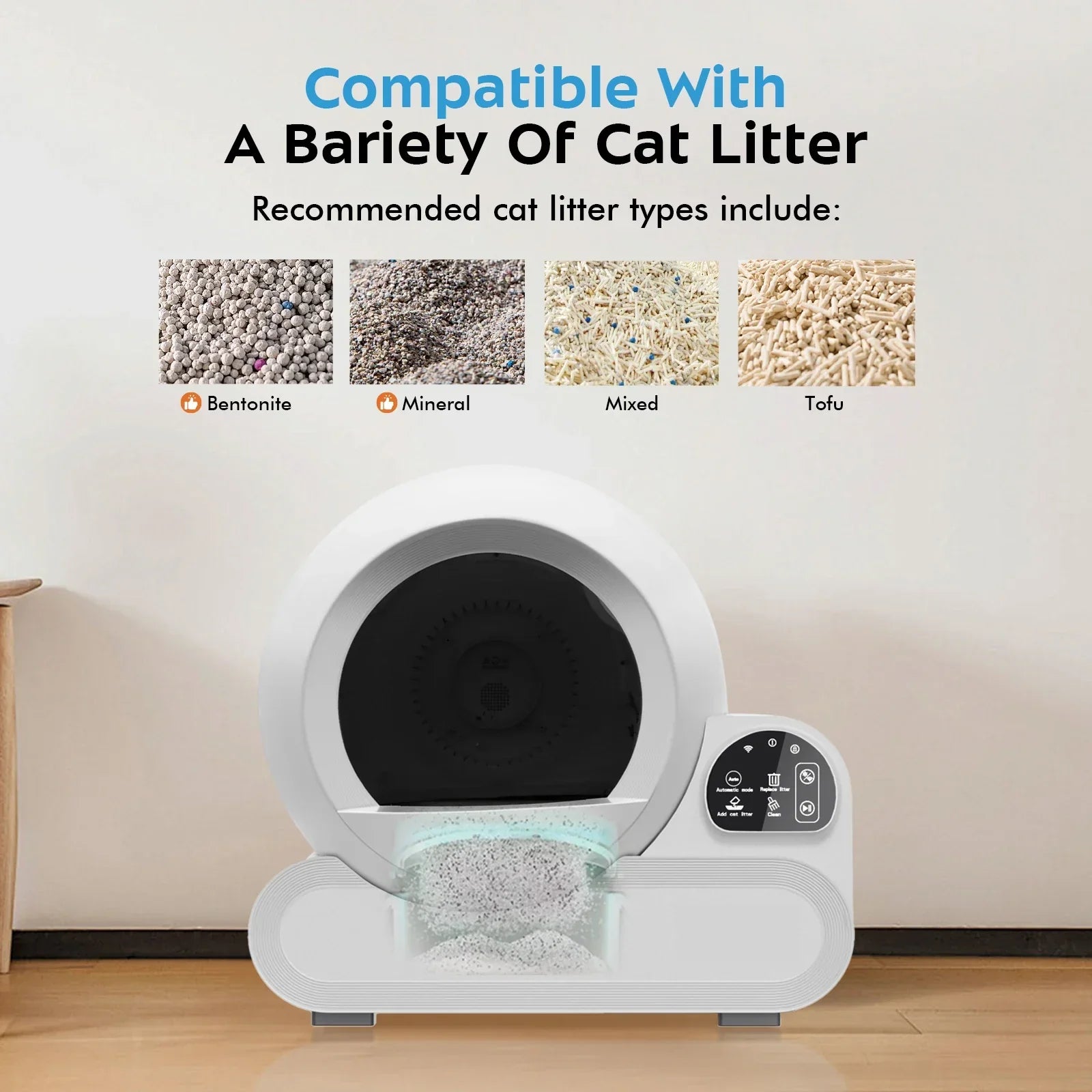 KFX-905235 70L Smart Infrared Cat Litter Box with APP Control and Odor Control Features