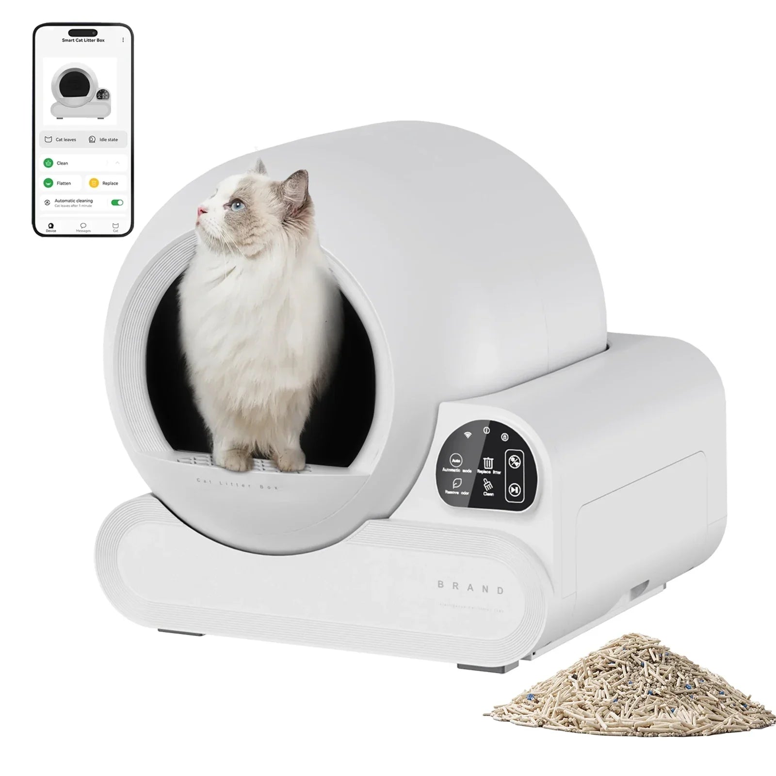 KFX-905235 70L Smart Infrared Cat Litter Box with APP Control and Odor Control Features