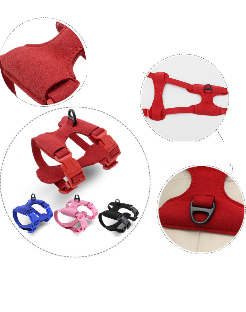 KFX-9054013 Small and Medium Dog Chest Harness - Adjustable Super Fiber Pet Strap in Black, Red, Pink, and Dark Blue