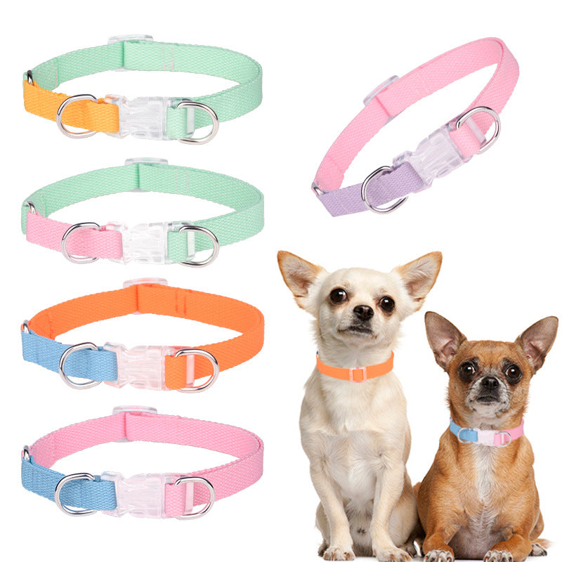 KFX-9054525 Three-Piece Set Polyester Ribbon Dog Collar with Leash and Chest Strap - Adjustable Sizes