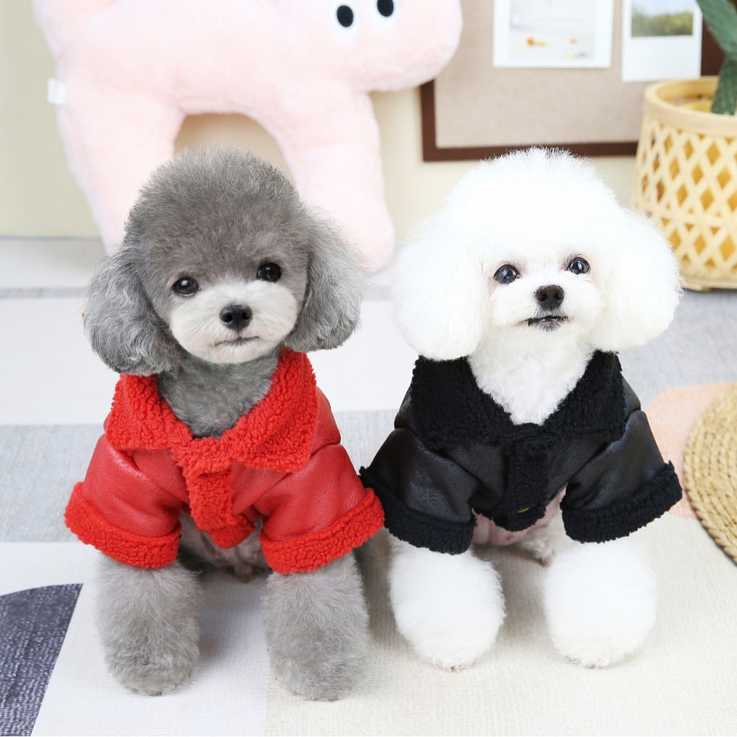 KFX-9055293 Fashion Cashmere Lambswool Dog Coat - Casual Thermal Pet Clothing in Red and Black, Sizes S to 3XL