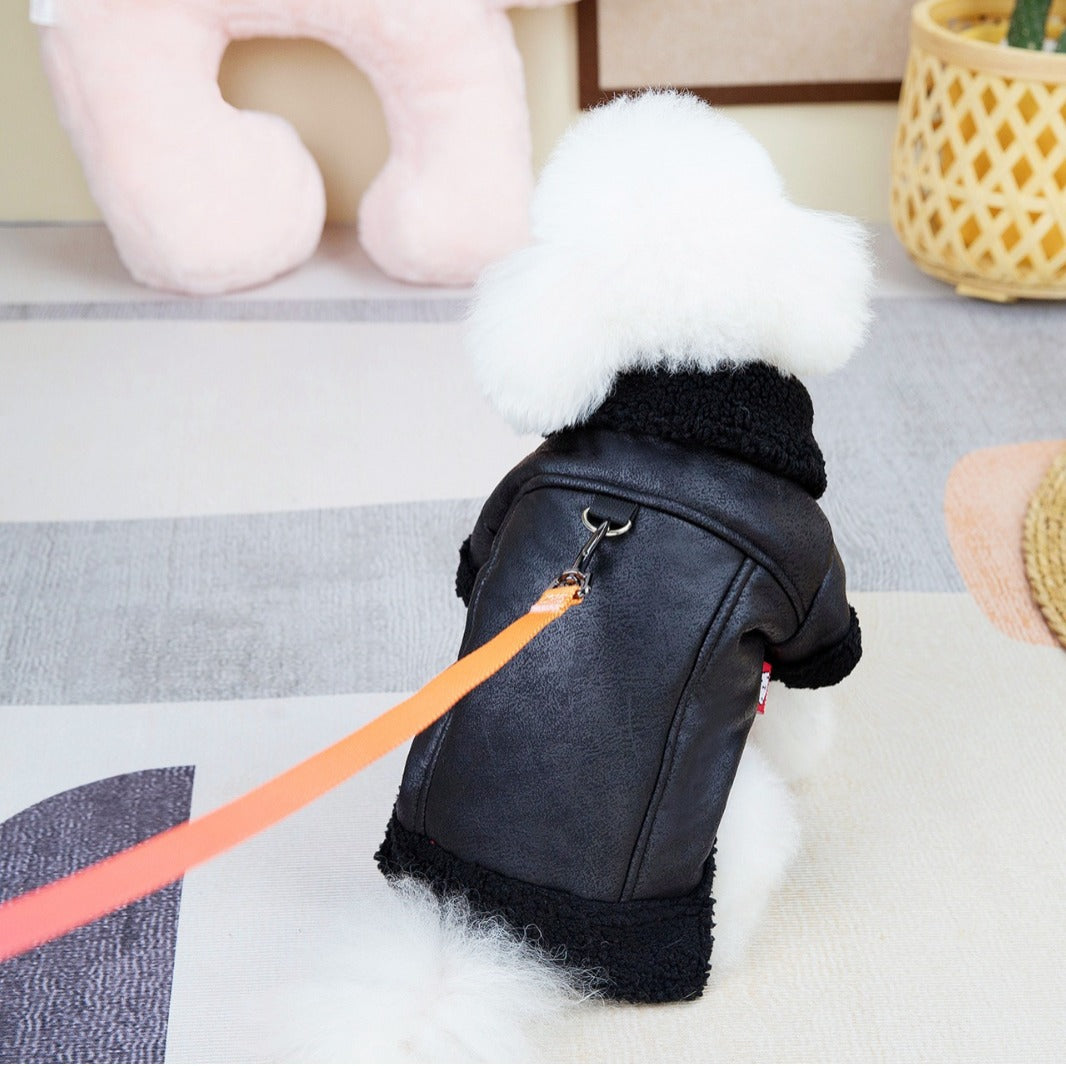KFX-9055293 Fashion Cashmere Lambswool Dog Coat - Casual Thermal Pet Clothing in Red and Black, Sizes S to 3XL
