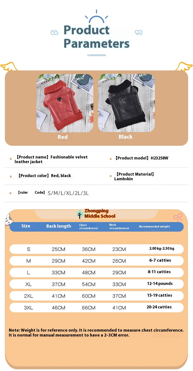 KFX-9055293 Fashion Cashmere Lambswool Dog Coat - Casual Thermal Pet Clothing in Red and Black, Sizes S to 3XL