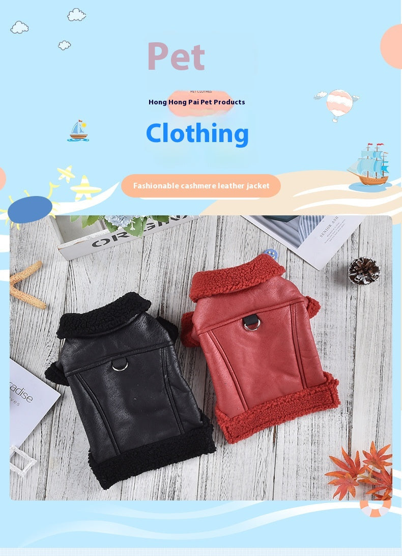 KFX-9055293 Fashion Cashmere Lambswool Dog Coat - Casual Thermal Pet Clothing in Red and Black, Sizes S to 3XL