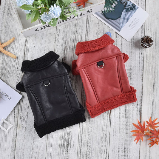 KFX-9055293 Fashion Cashmere Lambswool Dog Coat - Casual Thermal Pet Clothing in Red and Black, Sizes S to 3XL