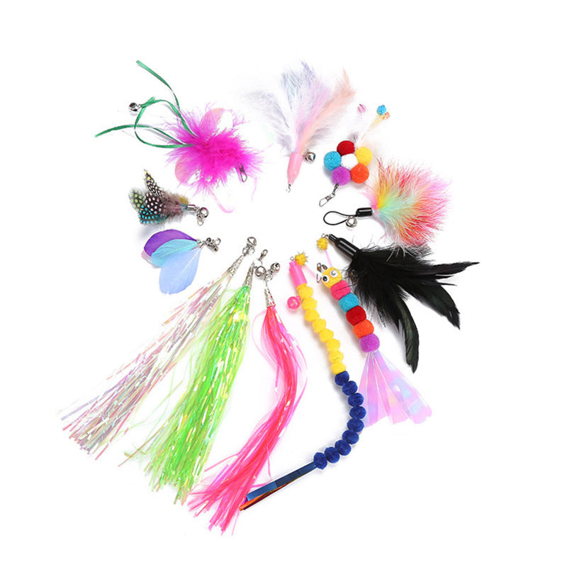 KFX-9055549 Cat Fun Feather Bell Pendant Toy with Stretchable Stick
