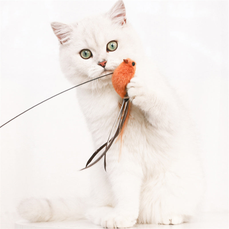 KFX-9055549 Cat Fun Feather Bell Pendant Toy with Stretchable Stick