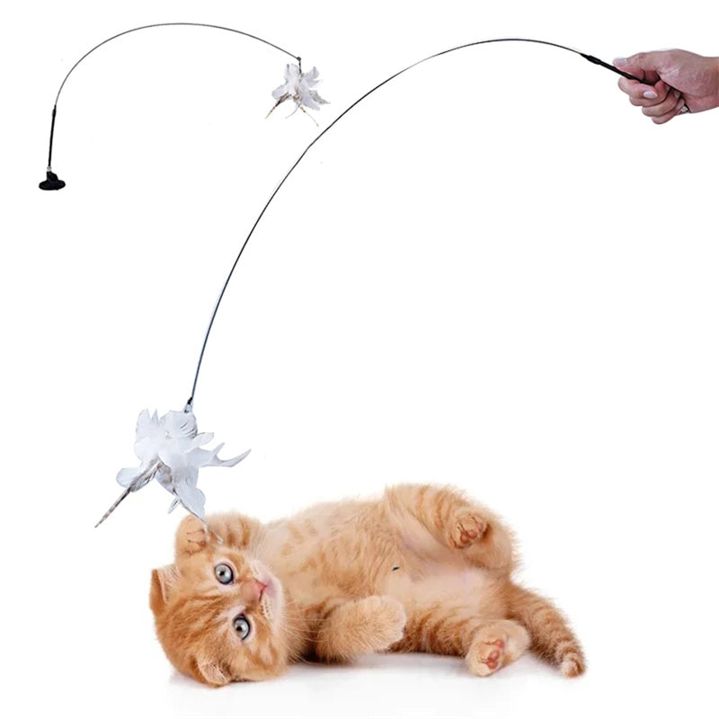 KFX-9055549 Cat Fun Feather Bell Pendant Toy with Stretchable Stick