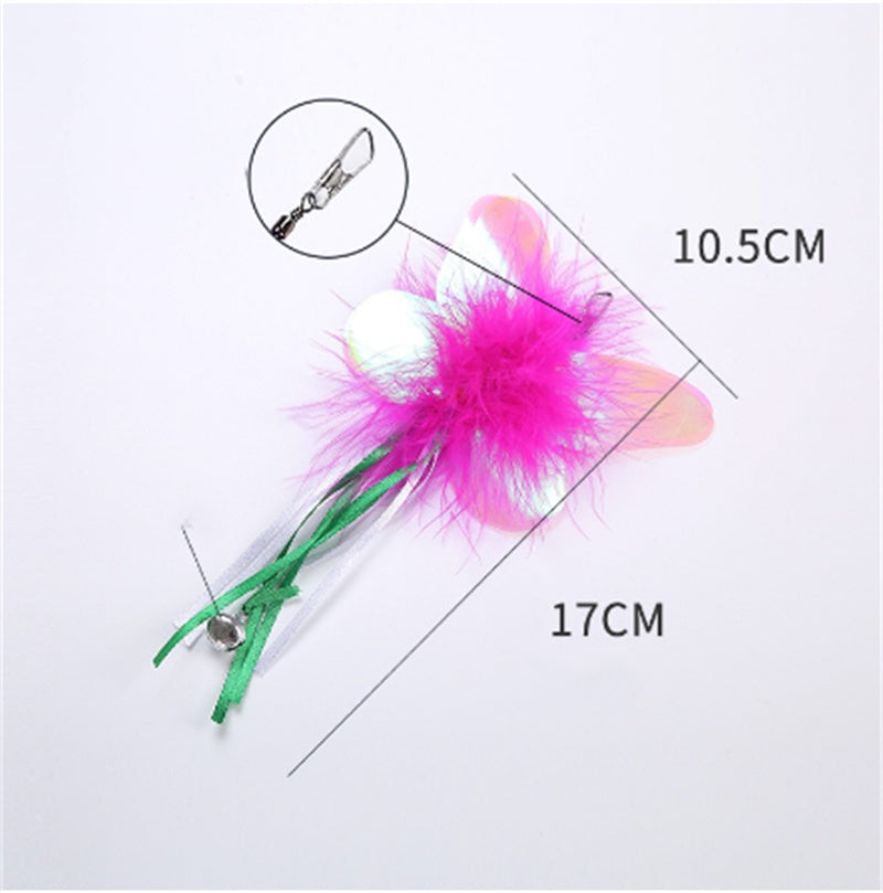 KFX-9055549 Cat Fun Feather Bell Pendant Toy with Stretchable Stick