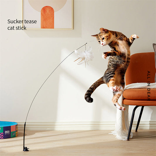 KFX-9055549 Cat Fun Feather Bell Pendant Toy with Stretchable Stick