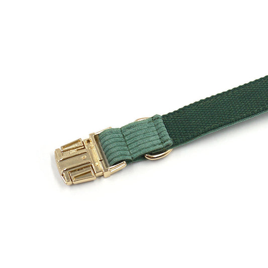 KFX-9056573 Duck Poop Green Striped Corduroy Dog Collar - Available in Multiple Sizes (XS to XL)