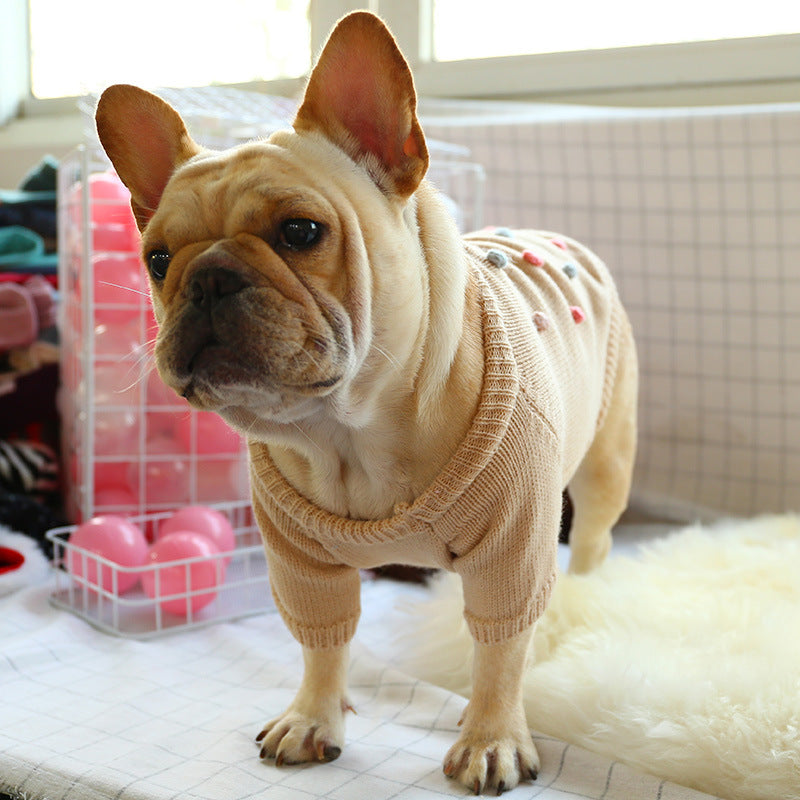 KFX-9058493 Cozy Acrylic Two-Legged Pet Sweater for Autumn and Winter in Pearl Milk Tea Color